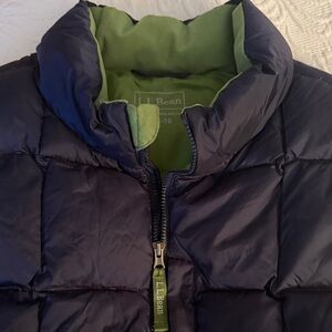 L.L. Bean Down Vest, Youth size 14-16 navy & lime